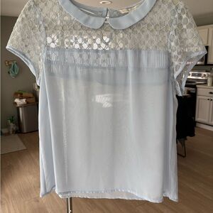 Elegant Blue Lace Women's Top